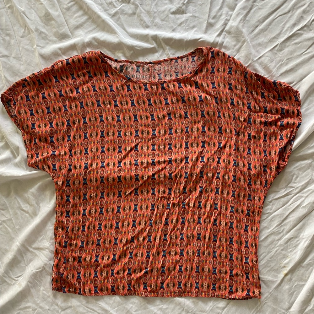 Women's Orange Patterned Top